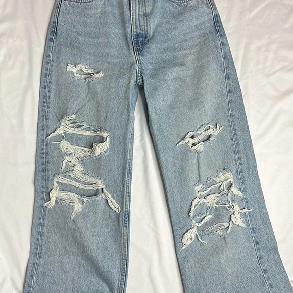 Like New Distressed Zara Hi-Rise, Wide Leg Denim XL Length! - Picture 6 of 6